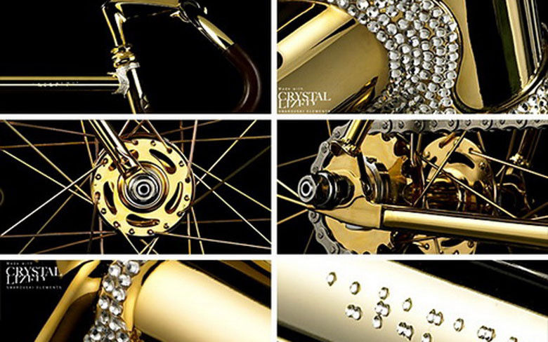 Chiếc xe đạp dát vàng 24k trên từng chi tiết